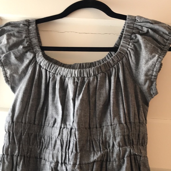 Jean dress with gathered waist and cap sleeves - Picture 2 of 6